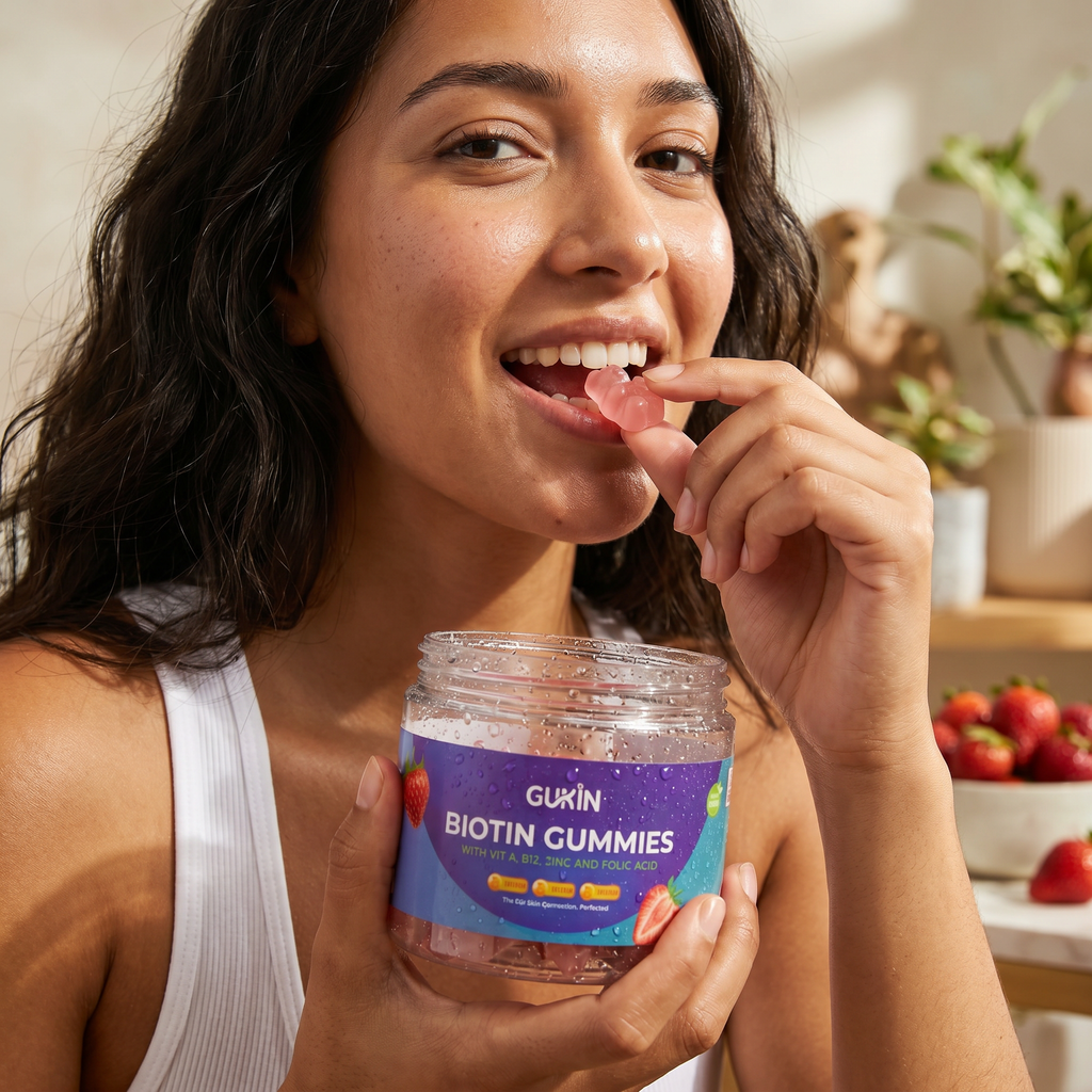 Gukin Biotin Gummies | 30 Pectin Gummies with Zinc, Vitamin C,A and B12 for hair growth, skin and nails